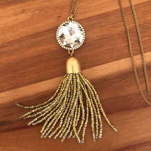 J.Crew | Rhinestone Tassel Necklace | 32” Adjustable
